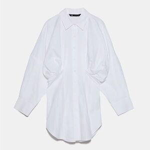 NWT Zara Women's Poplin White Shirt-Dress.
